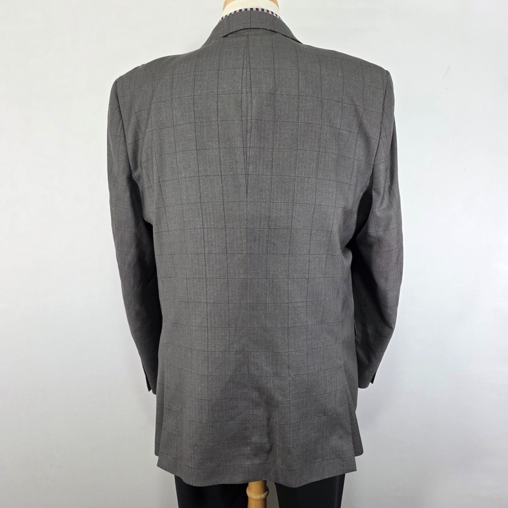 Lineage Performance Mens Sport Coat Blazer Premium Gray Plaid Herringbone 44L - Picture 12 of 16